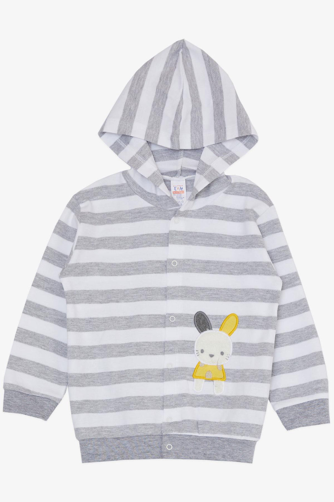 BRE Breeze Baby Boy Bodysuit 3-Piece Set with Cute Bunny Embroidery Hooded 4 Months Year, Light Gray Melange - Graham