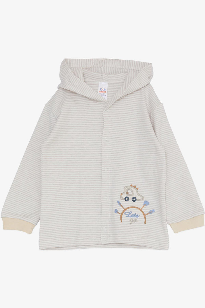 BRE Breeze Baby Boy Bodysuit 3-Piece Set Travel Themed Car Embroidered 4 Months Year, Beige Melange - Haarlem