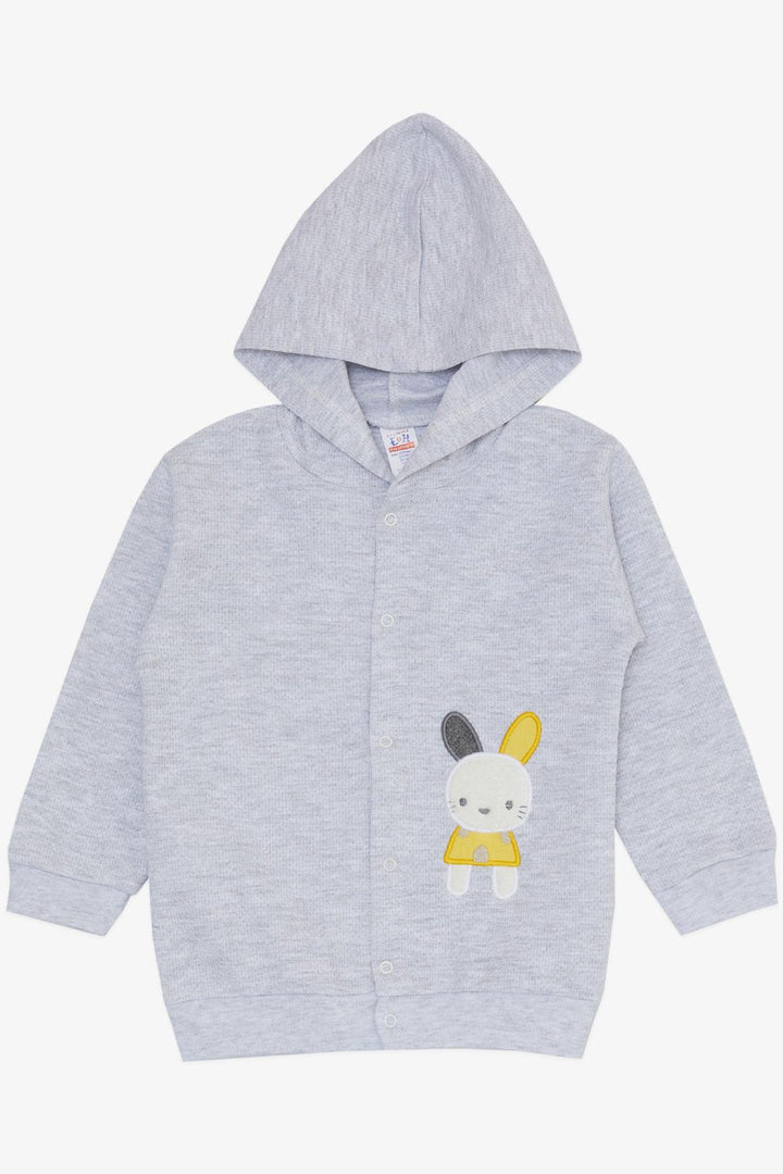 BRE Breeze Baby Boy Bodysuit 3-Piece Set with Cute Bunny Embroidery Hooded 4 Months Year, Light Gray Melange - Khartsyzk