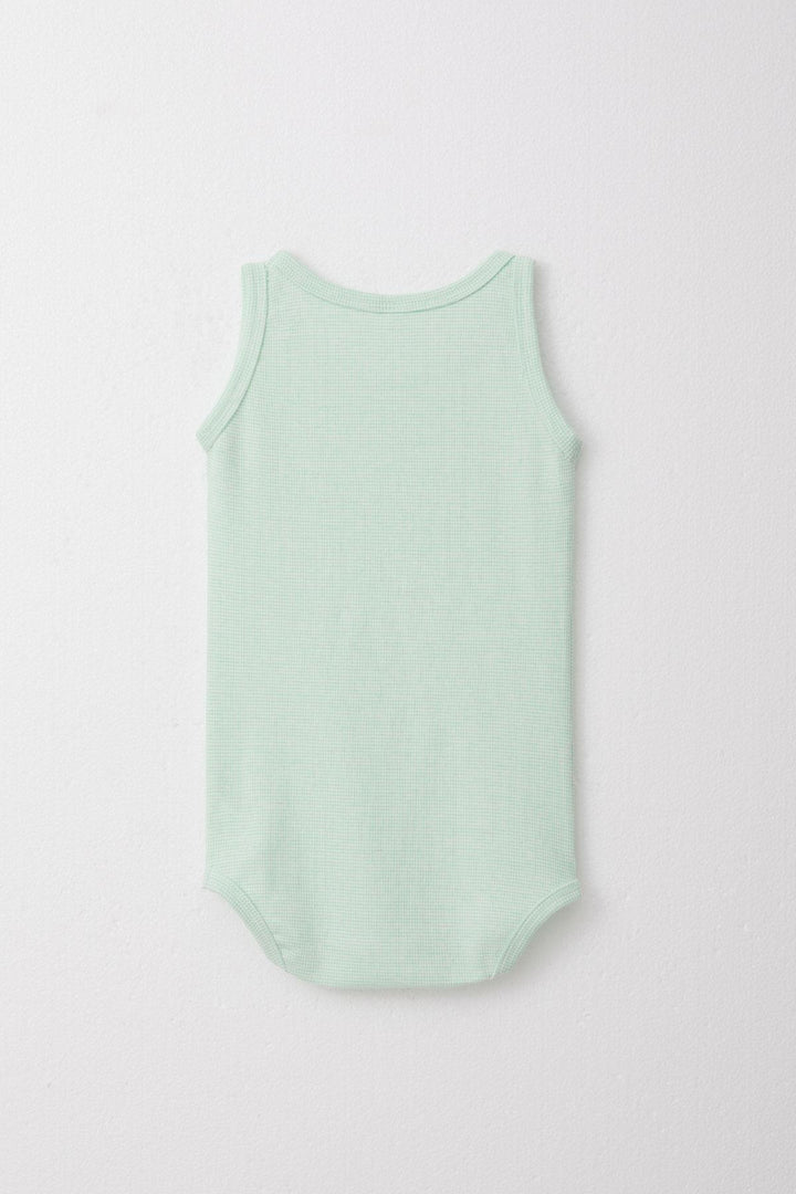 BRE Breeze Boy's Tank Top Bodysuit with Self Patterned Design, 1-4 Years, Aqua Green - Sassuolo