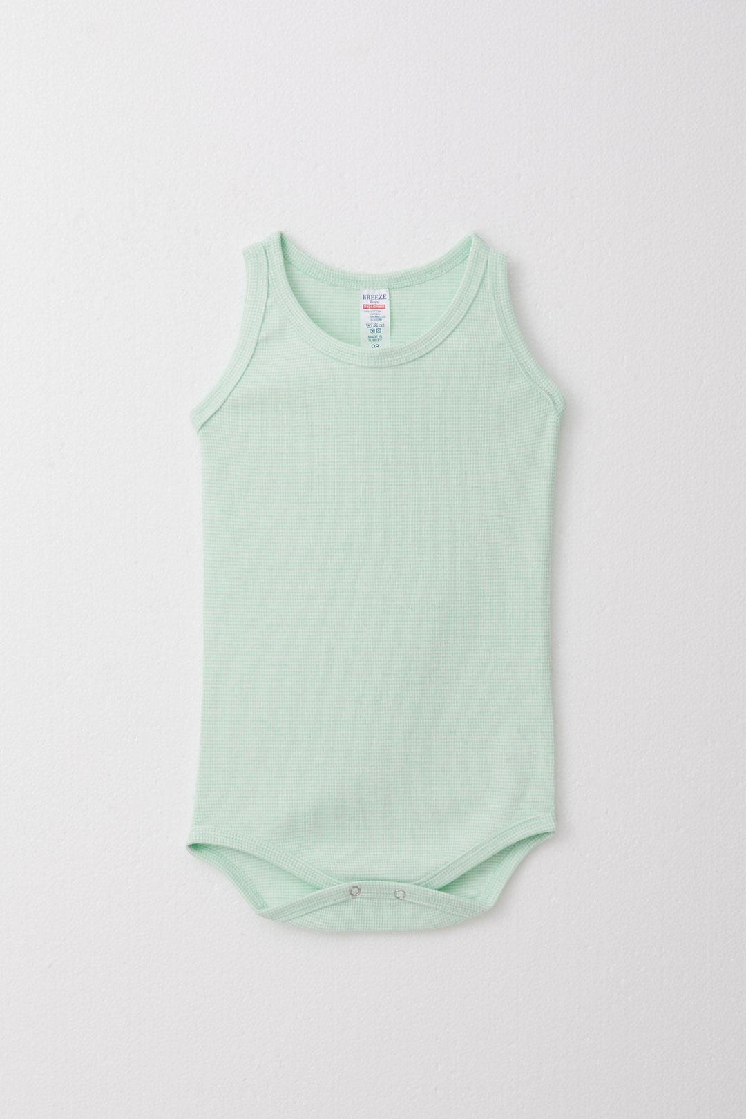 BRE Breeze Boy's Tank Top Bodysuit with Self Patterned Design, 1-4 Years, Aqua Green - Sassuolo