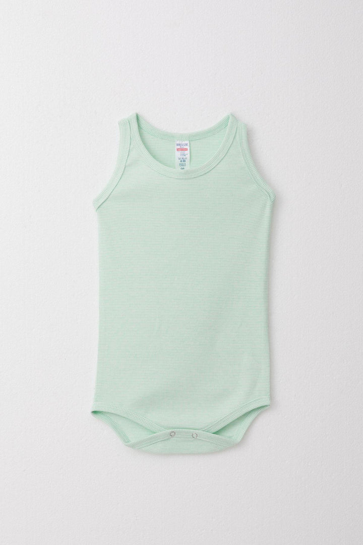 BRE Breeze Boy's Tank Top Bodysuit with Self Patterned Design, 1-4 Years, Aqua Green - Sassuolo