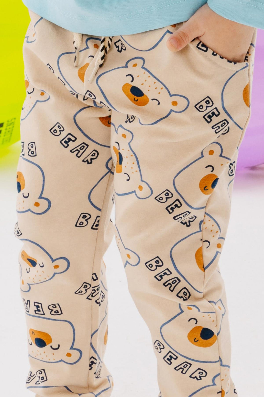 BRE Breeze Girls & Boys Boys' Sweatpants Cute Bear Printed 1-4 Years, Beige - Markham