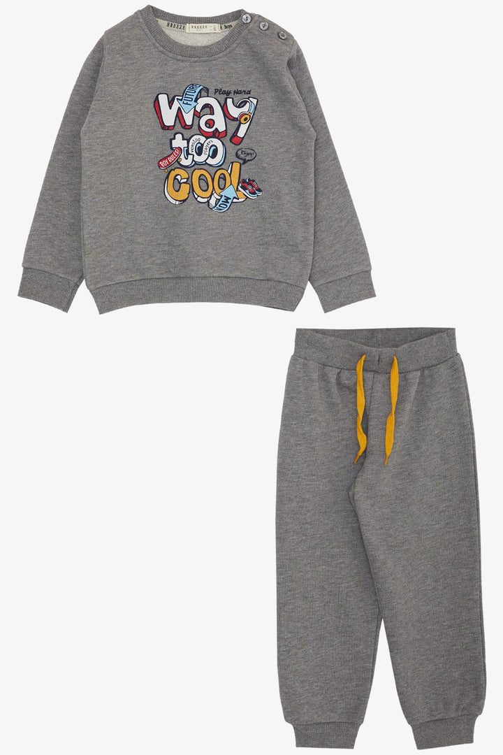 BRE Breeze Boys' Tracksuit with 3D Printed Text, Dark Grey Melange, 1.5-5 Years - Columbia