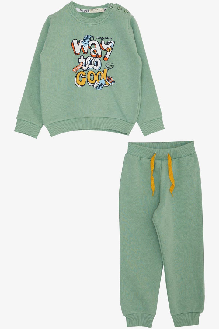 BRE Breeze Boys' Tracksuit Set 3D Printed Lettering 1.5-5 Years, Mint Green - Baldwin Park