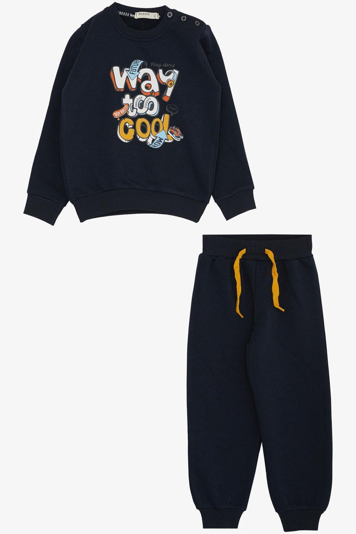 Bree Eaze Boys's Trade Clescuit с 3D -печатным текстом 1,5-5 лет, Navy Blue - Elda