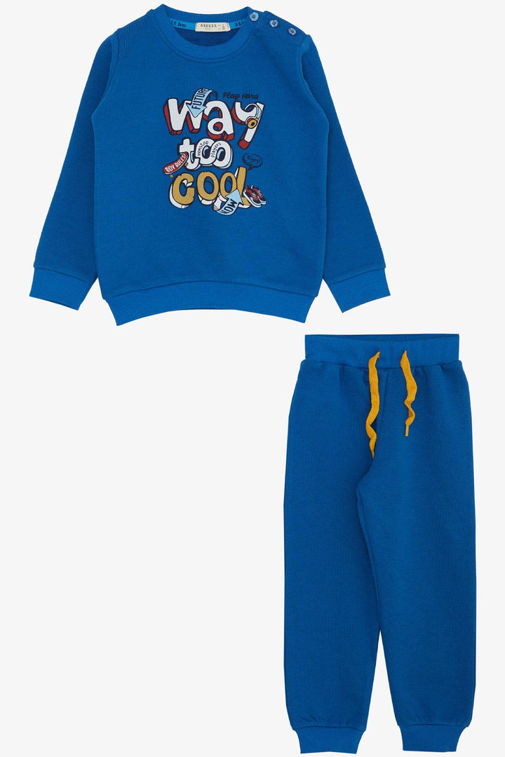 BRE Breeze Boys' Tracksuit Set 3D Printed Lettering 1.5-5 Years, Saxe Blue - Benton