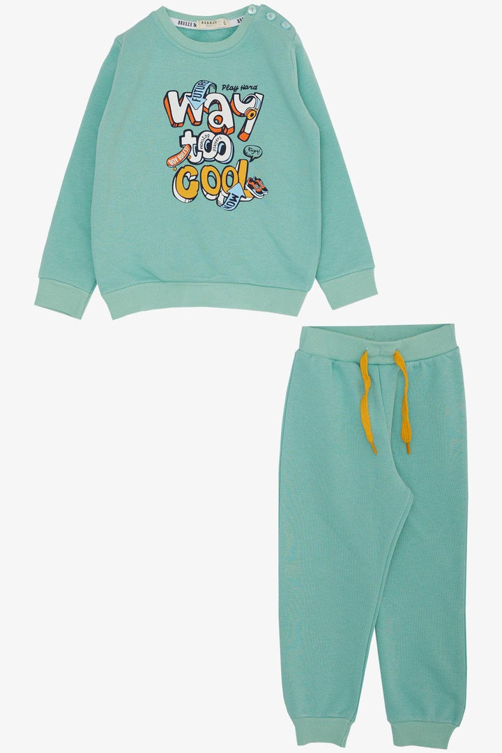 BRE Breeze Boys' Tracksuit Set 3D Printed Lettering 1.5-5 Years, Aqua Green - Staten Island