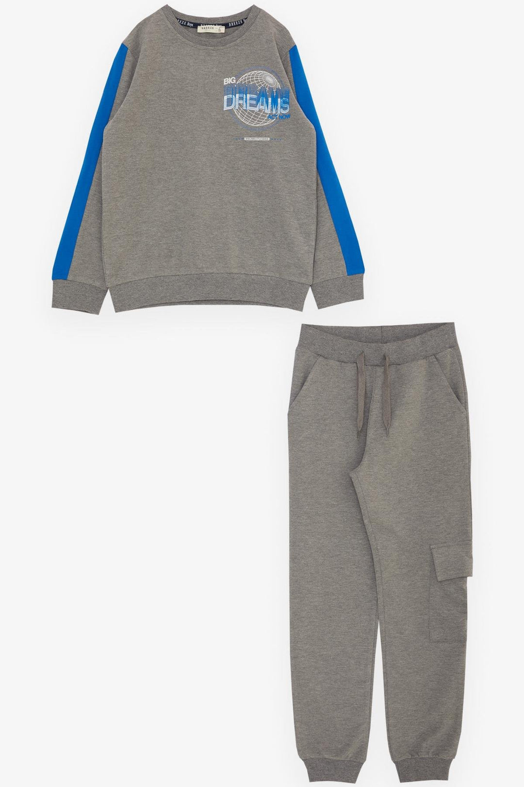 BRE Breeze Girls & Boys Boys' Tracksuit World Style Themed Slogan Printed 72 Years, Dark Grey Melange - Virginia Beach