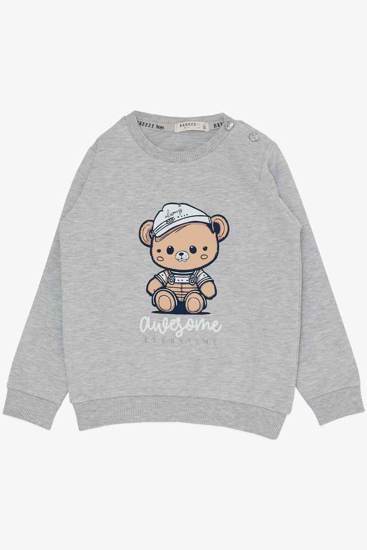 BRE Breeze Boys' Tracksuit Thoughtful Cute Bear Printed 1-4 Years, Grey Melange - Leiden