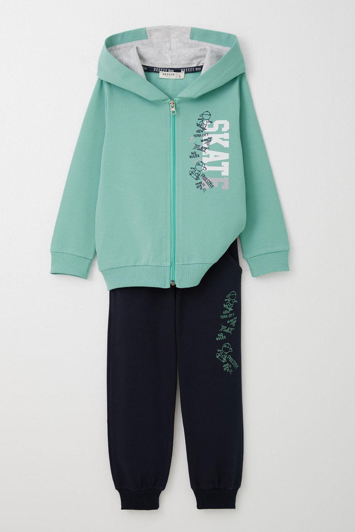 BRE Breeze Boys' Tracksuit Fun Skateboarder Printed 3-8 Years, Aqua Green - Schagen