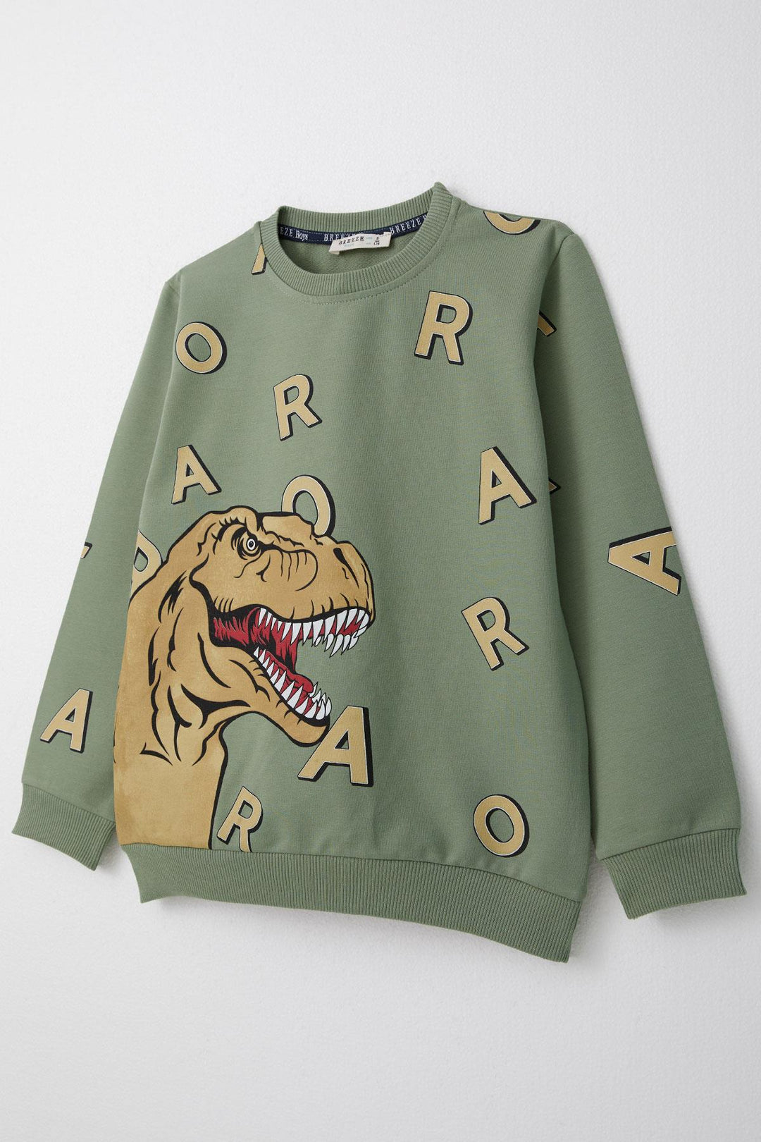 BRE Breeze Boys' Tracksuit Strong Dinosaur Printed Letter Patterned 50 Years, Khaki Green - Kenosha