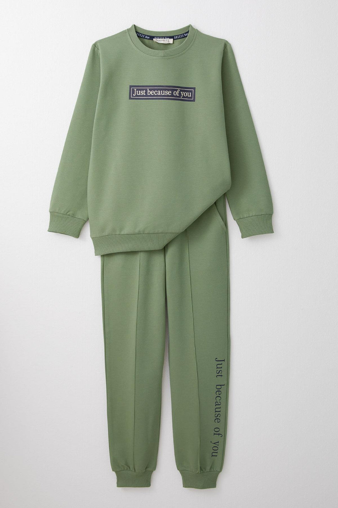 BRE Breeze Boys' Tracksuit with Printed Text 50 Years, Khaki Green - Arad