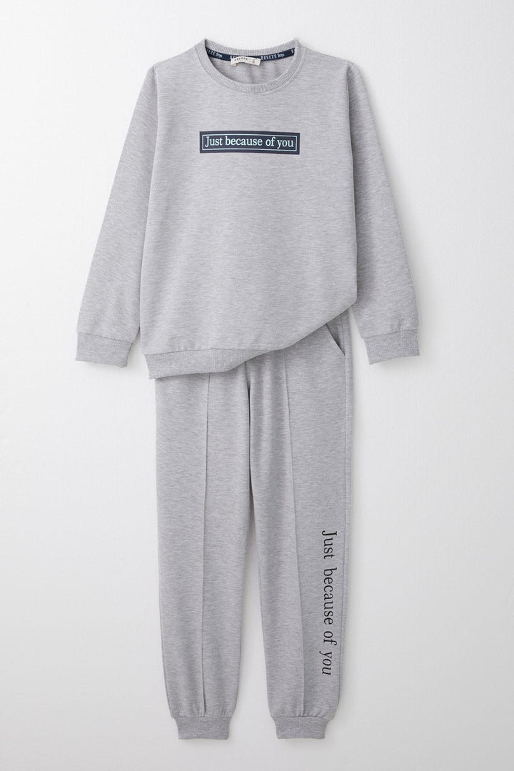 BRE Breeze Boys' Tracksuit with Printed Writing 50 Years, Light Grey Melange - Sciacca