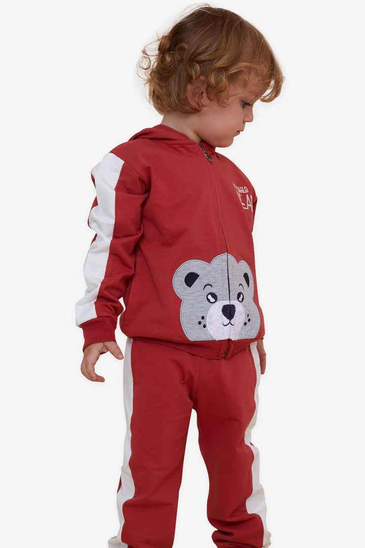 BRE Breeze Boys' Sweat Suit with Bear Print, 1-4 Years, Terracotta - Cesano Maderno