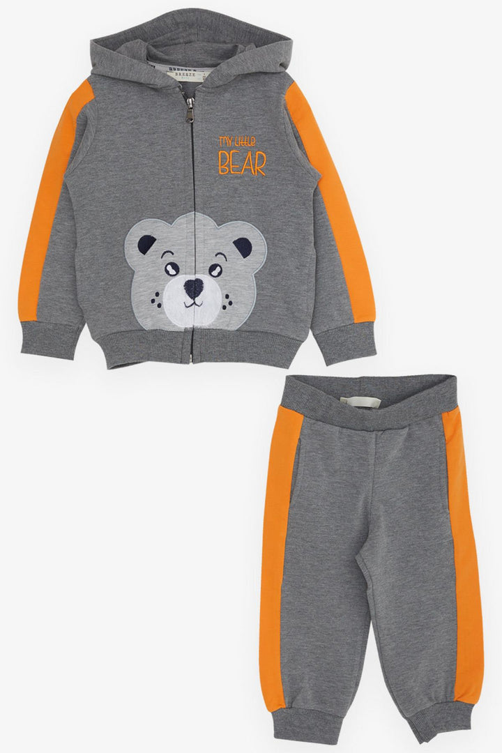 BRE Breeze Boys' Sweat Suit with Bear Print, 1-4 Years, Grey Melange - Pirmasens