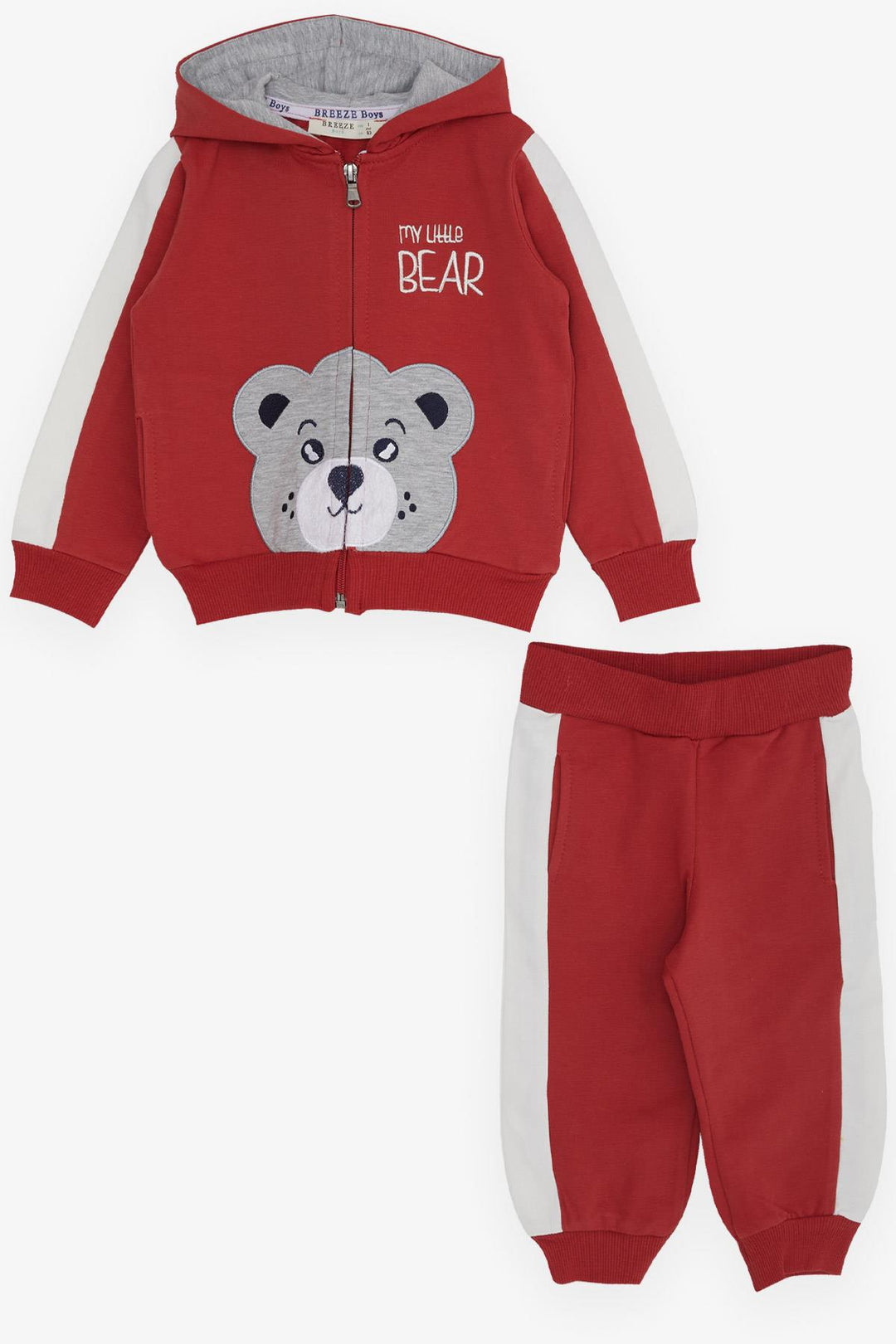 BRE Breeze Boys' Sweat Suit with Bear Print, 1-4 Years, Terracotta - Cesano Maderno