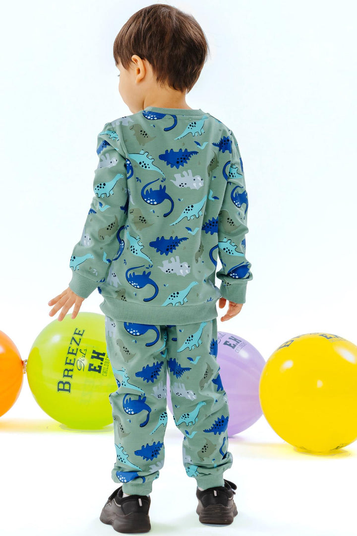 BRE Breeze Girls & Boys Boys' Tracksuit with Dinosaur Pattern, 1-4 Years, Mint Green - Fairfield