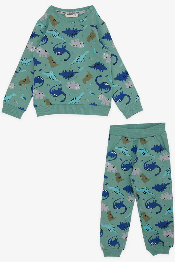 BRE Breeze Girls & Boys Boys' Tracksuit with Dinosaur Pattern, 1-4 Years, Mint Green - Fairfield