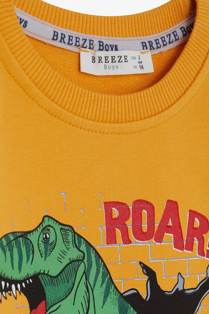 BRE Breeze Boys' Tracksuit with Dinosaur Print 1.5-5 Years, Mustard Yellow - Celle