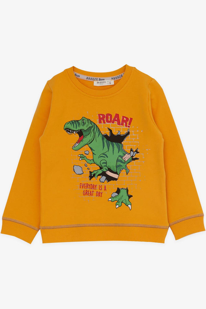 BRE Breeze Boys' Tracksuit with Dinosaur Print 1.5-5 Years, Mustard Yellow - Celle