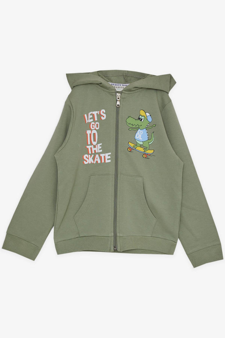 BRE Breeze Girls & Boys Boys' Tracksuit Zippered Skateboard Crocodile Printed 1.5-5 Years, Khaki Green - Orpington