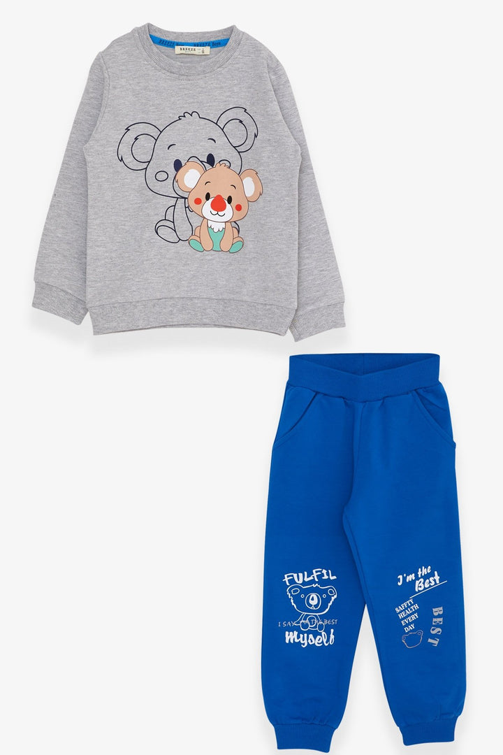 BRE Breeze Boys' Tracksuit with Koala Print, 1-4 Years, Light Grey Melange - Oceanside