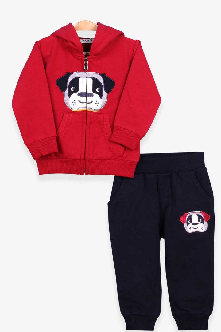 BRE Breeze Boys' Tracksuit with Dog Embroidery 1-4 Years, Burgundy - Hallandale Beach