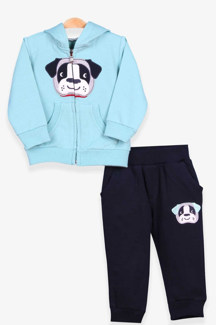 BRE Breeze Boys' Sweat Suit with Dog Embroidery, 1-4 Years, Mint Green - Brantford