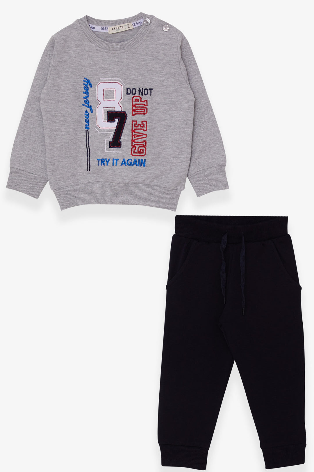 BRE Breeze Boys' Tracksuit with Number Embroidery, 1.5-5 Years, Grey Melange - Vallejo