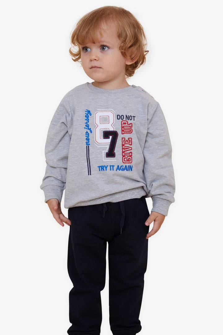 BRE Breeze Boys' Tracksuit with Number Embroidery, 1.5-5 Years, Grey Melange - Vallejo