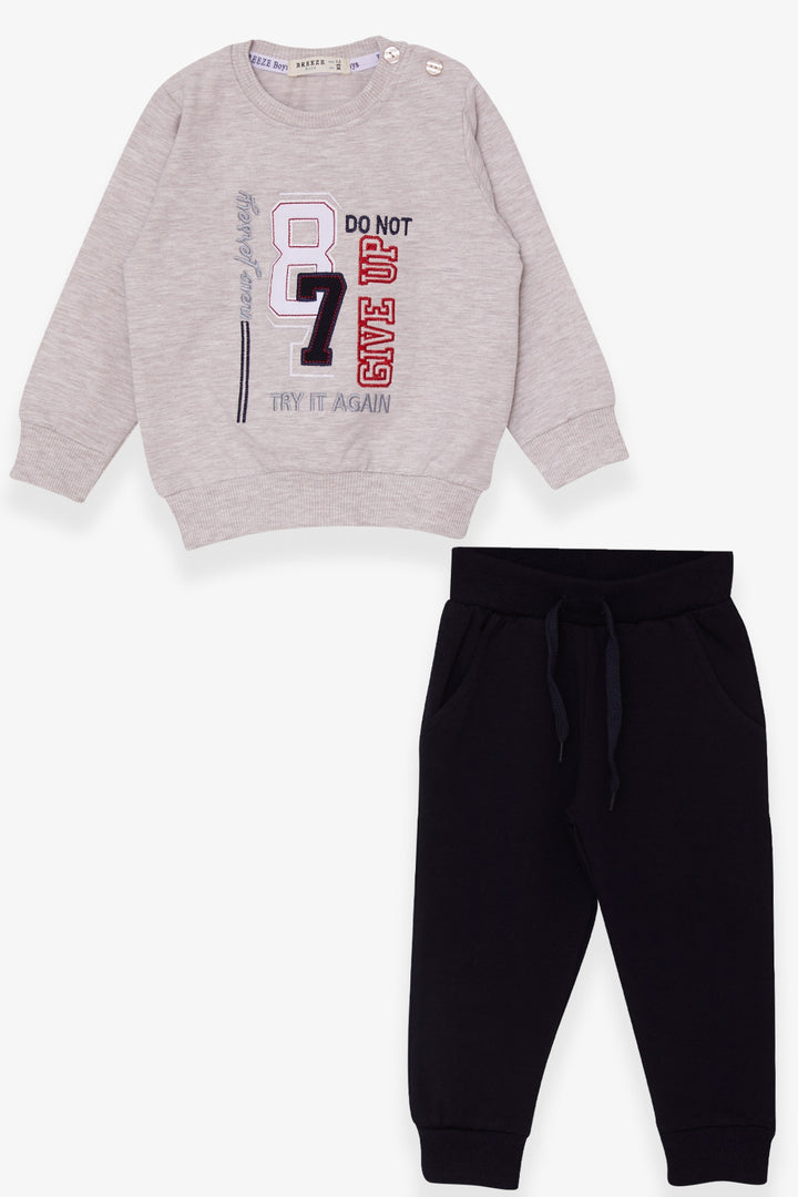 BRE Breeze Boys' Tracksuit with Number Embroidery, 1.5-5 Years, Beige Melange - San Clemente