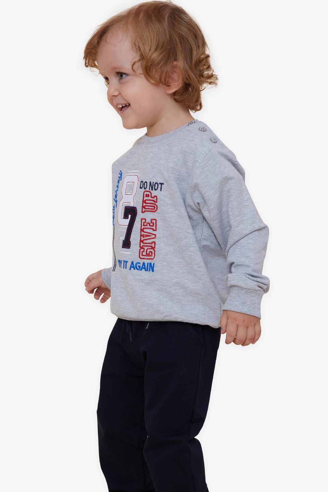 BRE Breeze Boys' Tracksuit with Number Embroidery, 1.5-5 Years, Grey Melange - Vallejo