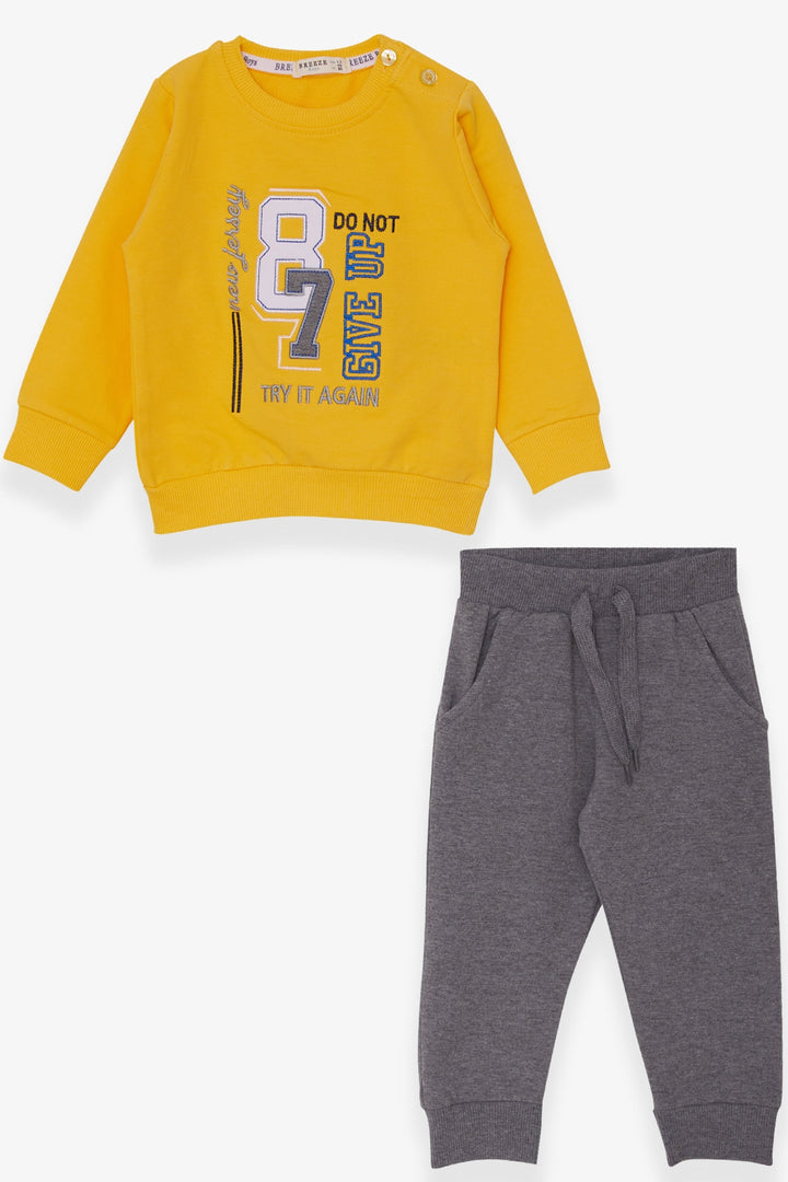 BRE Breeze Boys' Tracksuit with Number Embroidery, 1.5-5 Years, Yellow - Wellington