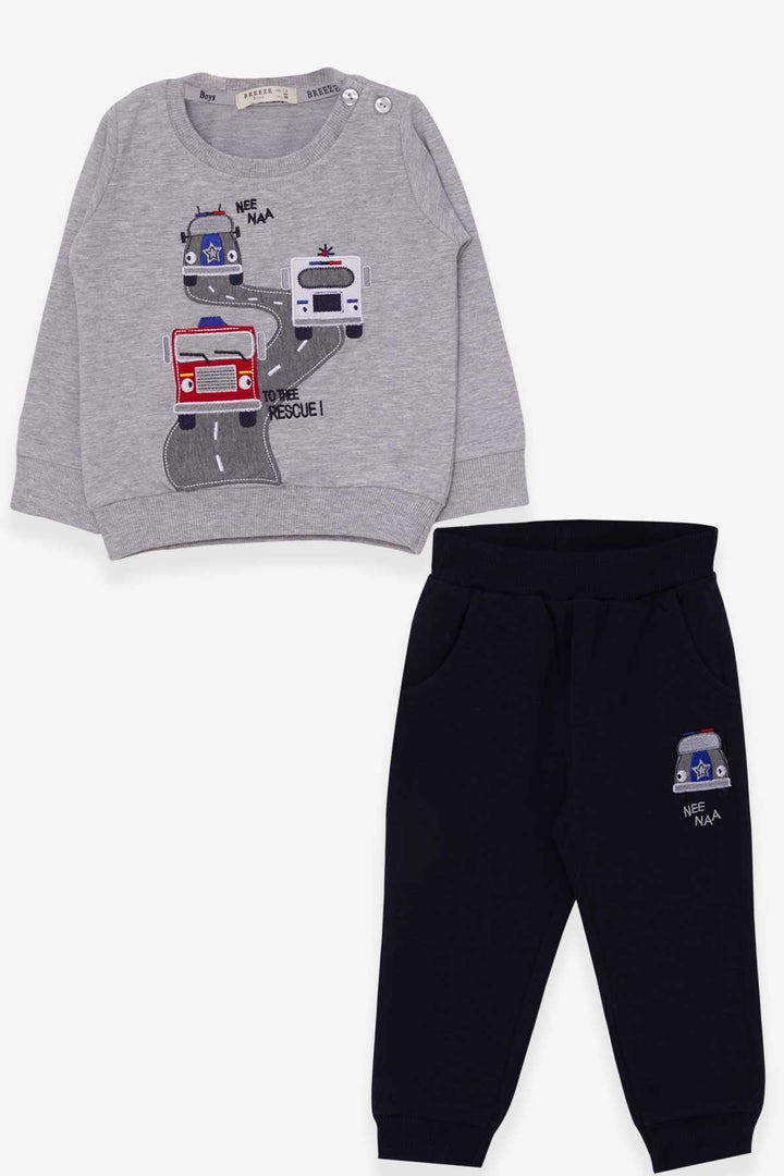 BRE Breeze Boys' Tracksuit Colorful Car Embroidered 1.5-5 Years, Gray Melange - San José del Rincón Centro