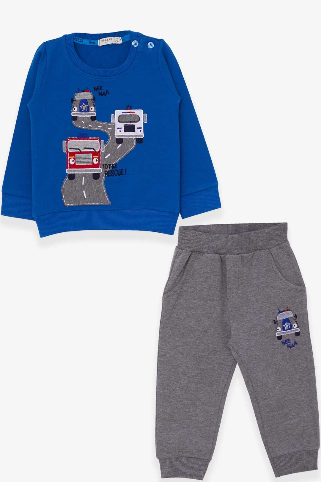 BRE Breeze Boys' Tracksuit Colorful Car Embroidered 1.5-5 Years, Saxe Blue - Martínez de la Torre