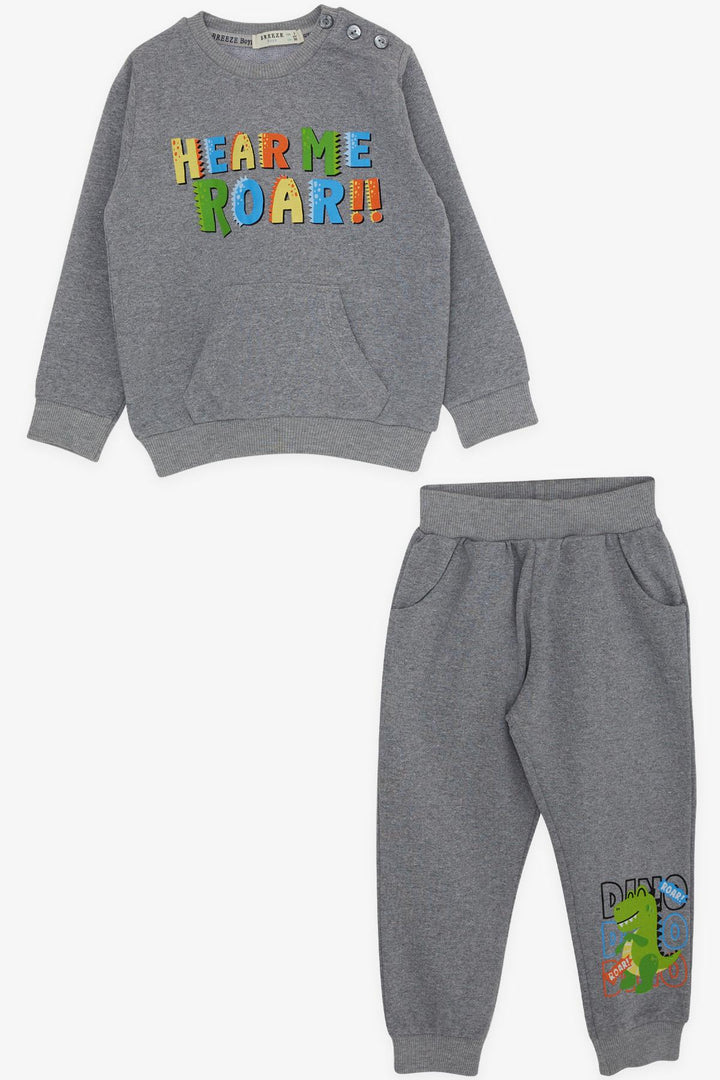 BRE Breeze Boys' Tracksuit Colorful Slogan Printed 1-4 Years, Gray - Busto Arsizio