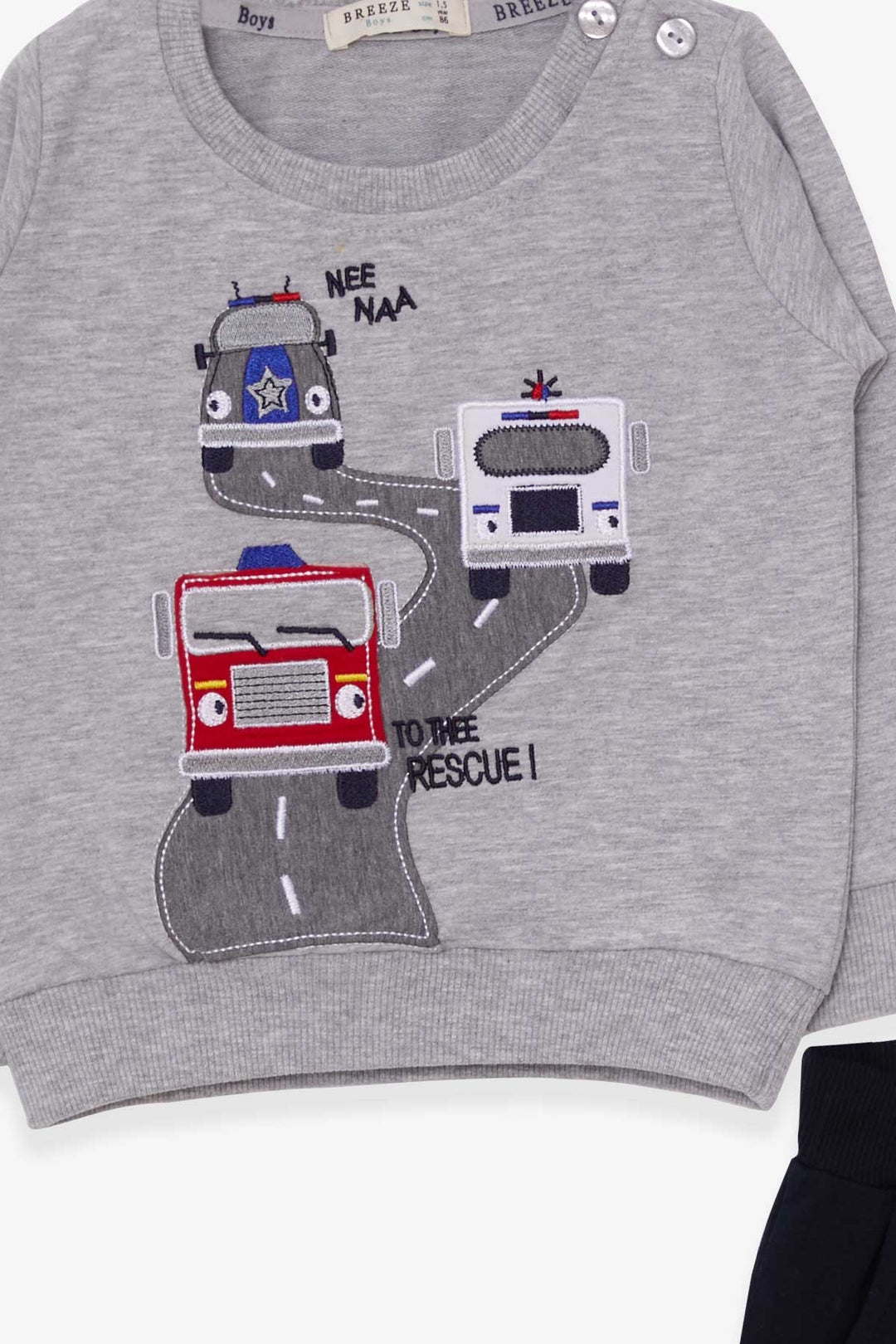 BRE Breeze Boys' Tracksuit Colorful Car Embroidered 1.5-5 Years, Gray Melange - San José del Rincón Centro