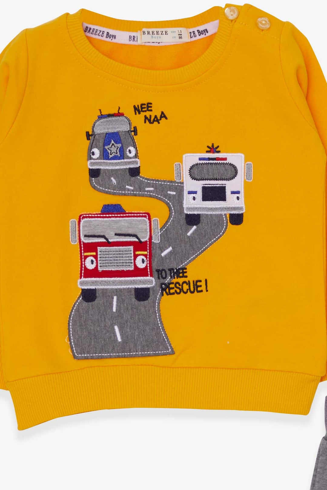 BRE Breeze Boys' Tracksuit Colorful Car Embroidered 1.5-5 Years, Mustard Yellow - Chicoutimi