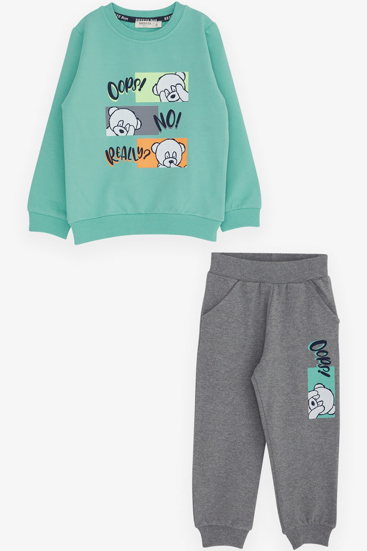 BRE Breeze Boys' Tracksuit Set with Dizzy Bear Print, 1-4 Years, Mint Green - Straubing