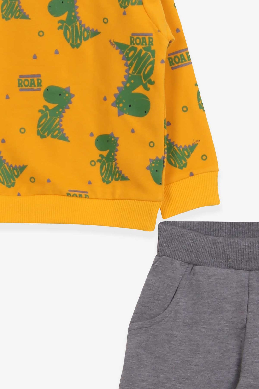 BRE Breeze Boys' Tracksuit Cute Dinosaur Patterned 1-4 Years, Mustard Yellow - Temoaya