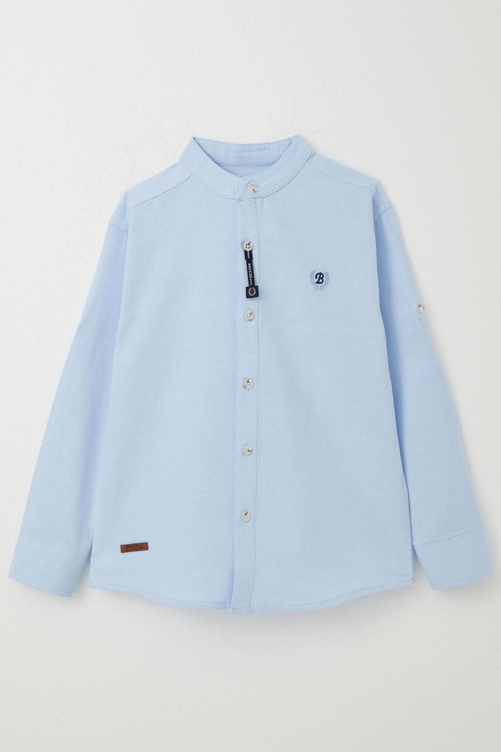 BRE Breeze Boys' Shirt with Letter Embroidery Buttoned 82 Years, Light Blue - Sion