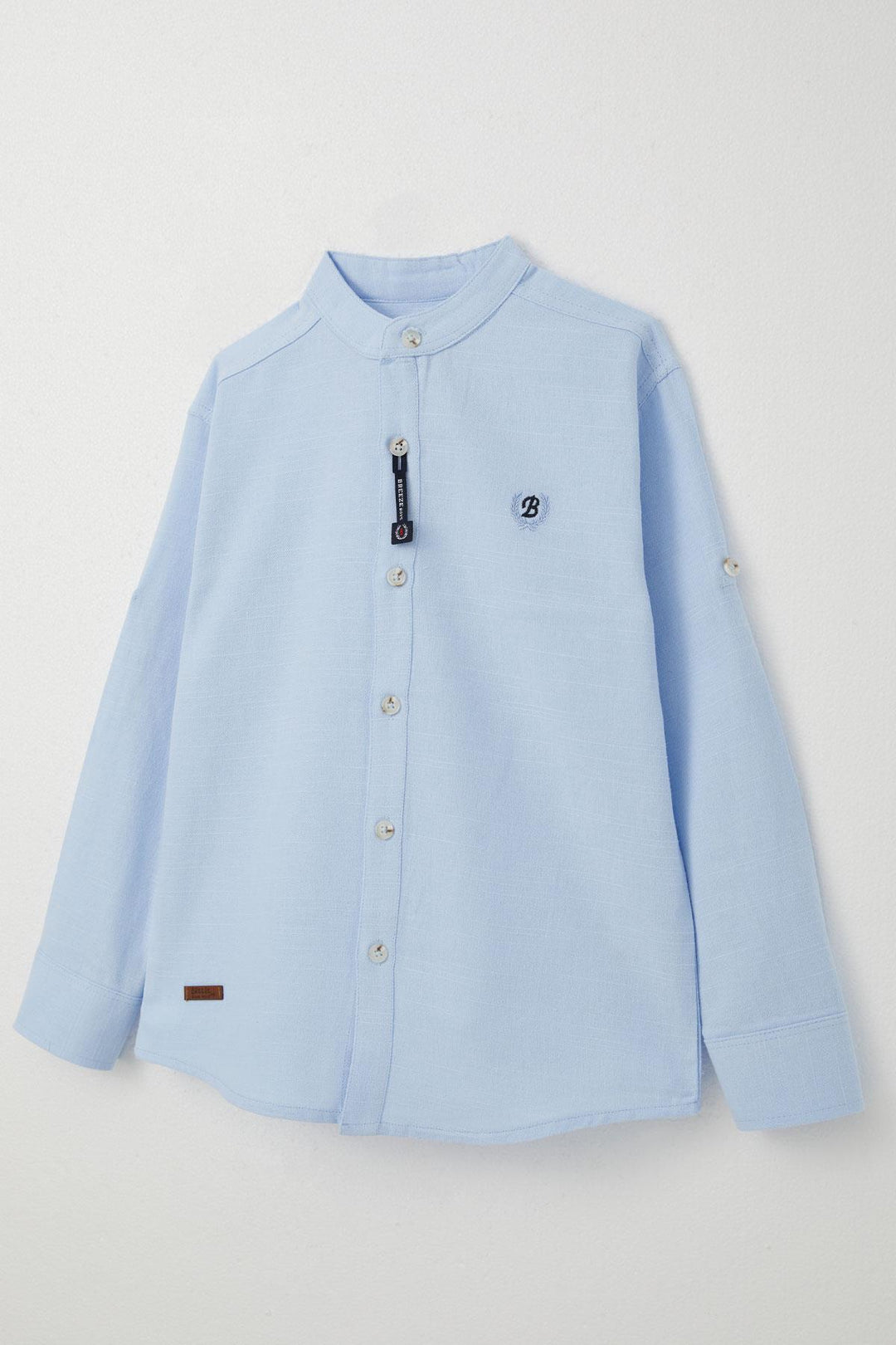 BRE Breeze Boys' Shirt with Letter Embroidery Buttoned 82 Years, Light Blue - Sion