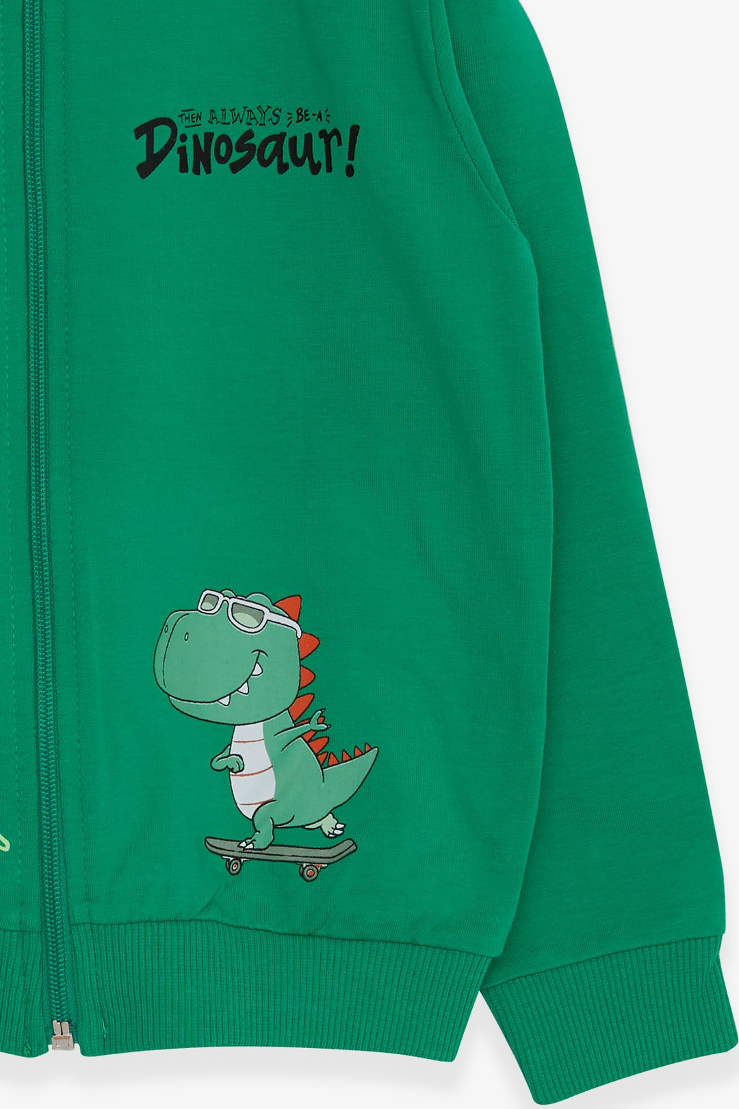 BRE Breeze Boys' Cardigan with Skateboarding Dinosaur Print, 1-4 Years, Green - Tuckahoe