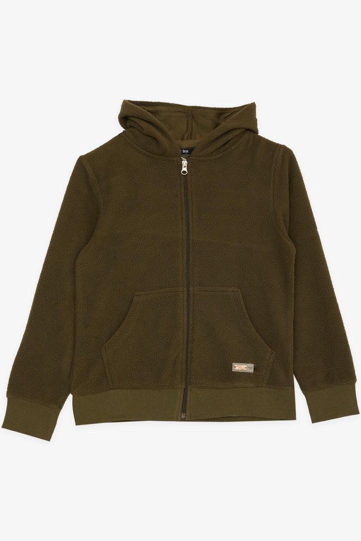 BRE Breeze Girls & Boys Boys' Hooded Zippered Hoodie with Polar Emblem 84 Years, Khaki Green - Lüneburg