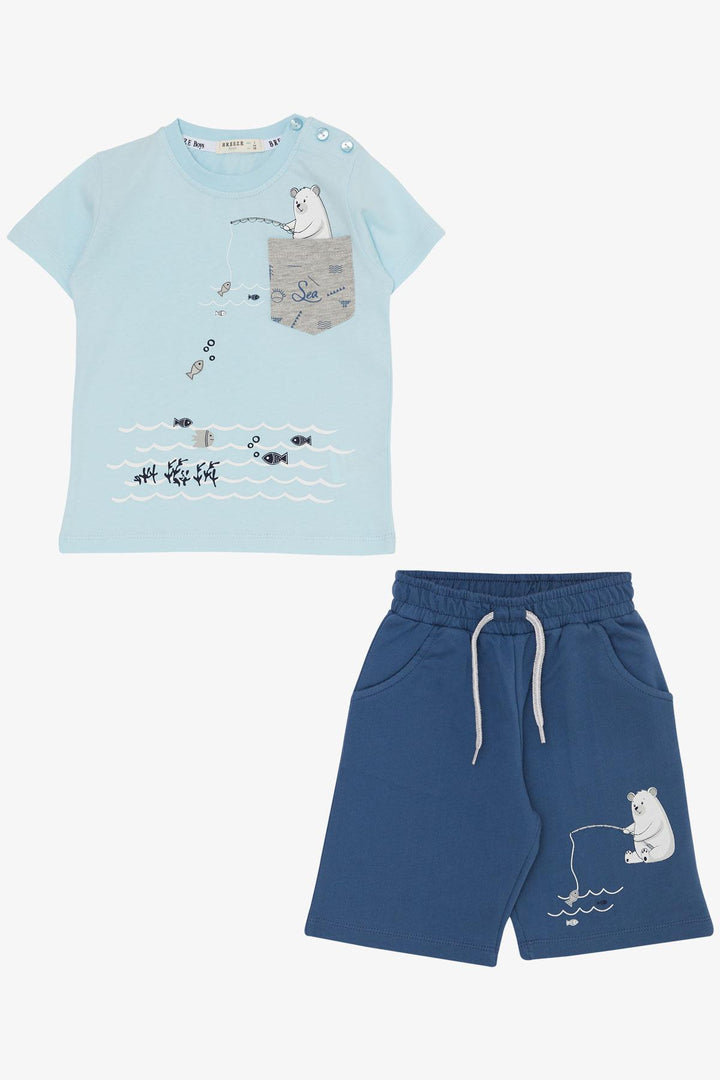 BRE Breeze Boys' Shorts Set Fisherman Cute Panda 1.5-5 Years, Light Blue - Pueblo