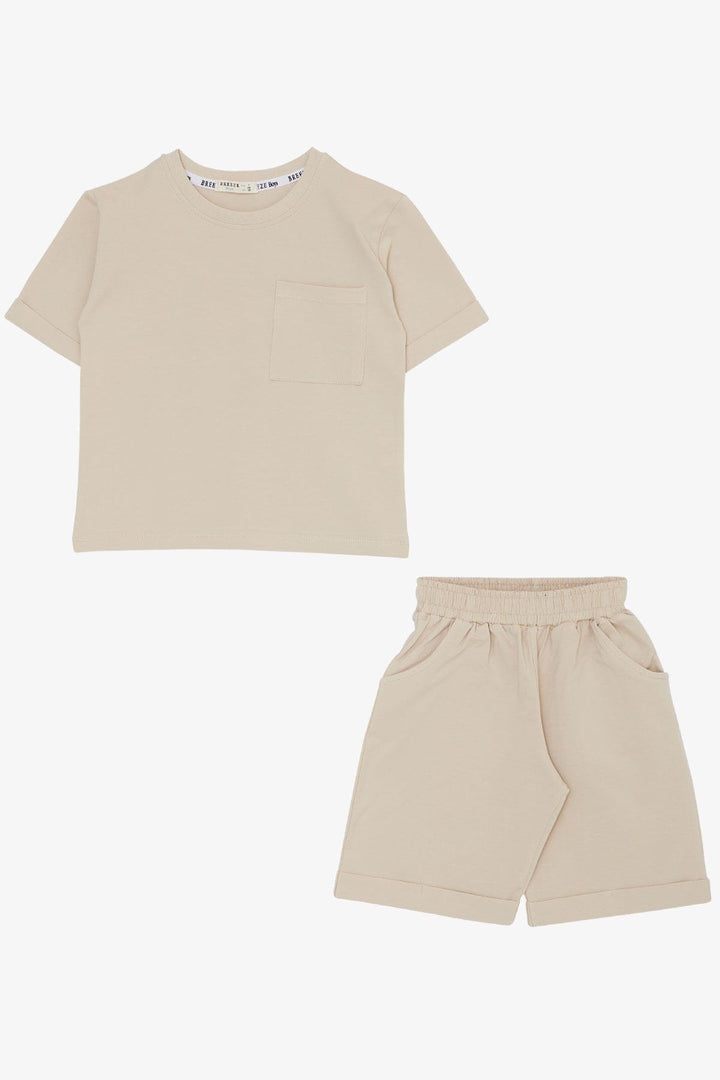 BRE Breeze Boys' Shorts Set with Pockets 3-7 Years, Beige - Streamwood