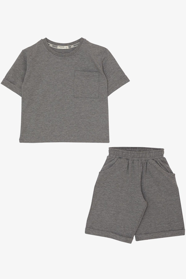 BRE Breeze Boys' Shorts Set with Pockets 3-7 Years, Dark Grey Melange - Bellevue