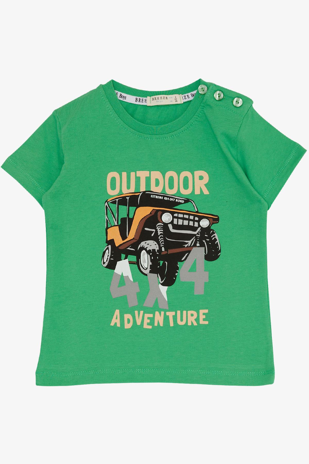 BRE Breeze Boys' Shorts Set Adventure Themed Car Printed 1.5-5 Years, Green - Rochester