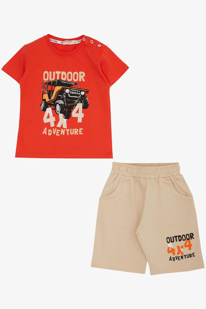 BRE Breeze Boys' Shorts Set Adventure Themed Car Printed 1.5-5 Years, Dandelion - Iguala de la Independencia